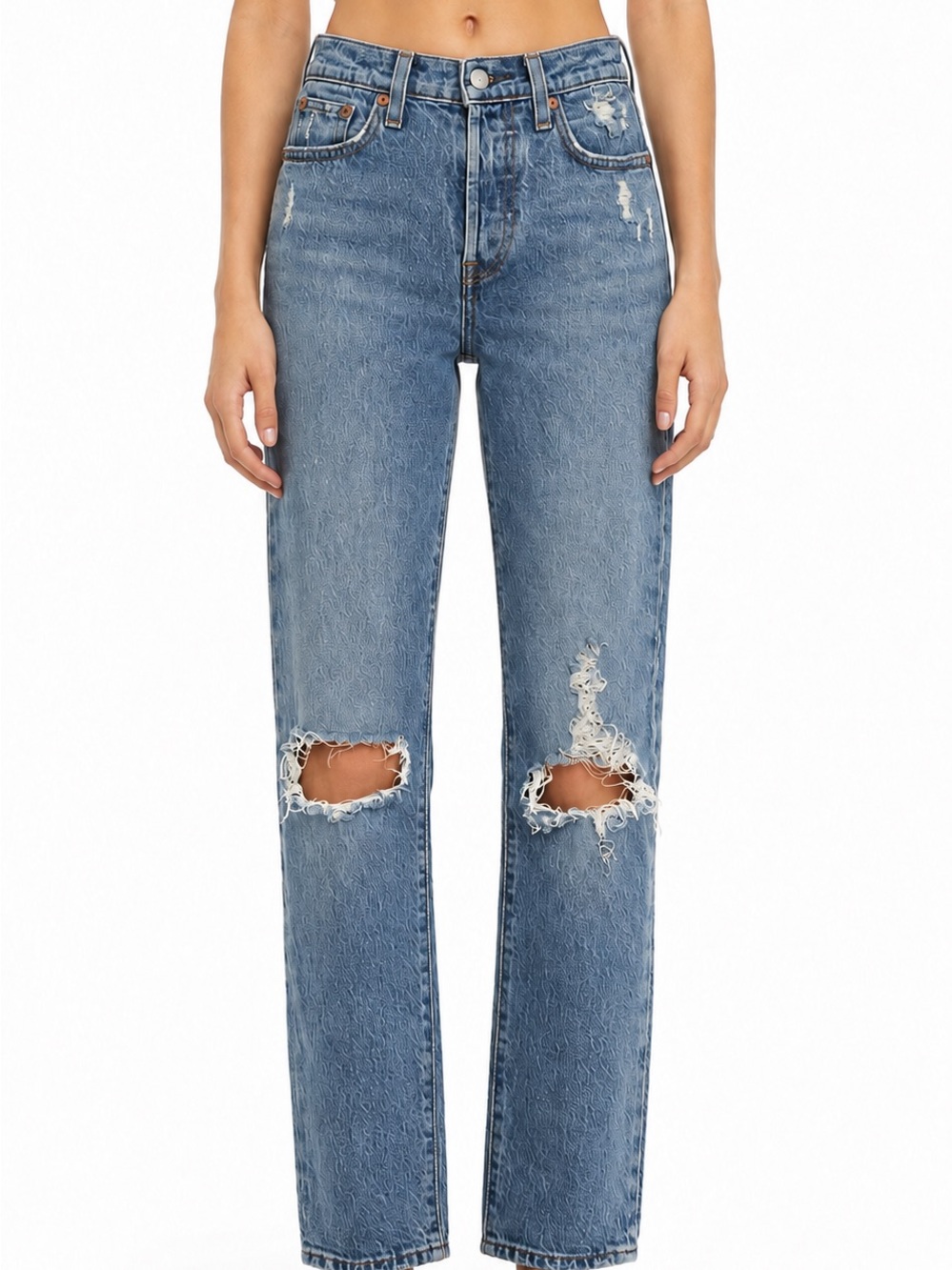Levi’s Wedgie Slim Light Blue Distressed Straight-Leg Jeans